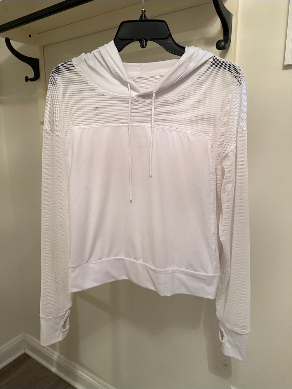 White Lightweight Hooded Women's Top